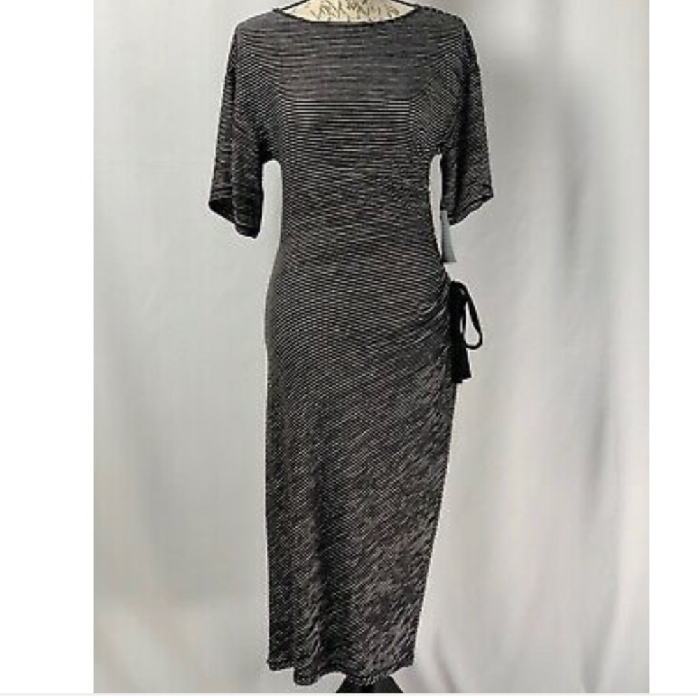 Max Studio Dress Black And White Striped Side Tie